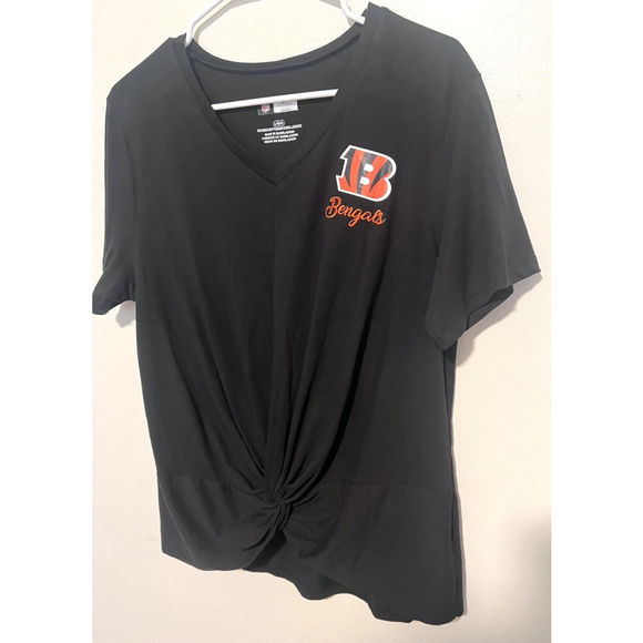 NFL Team Apparel Tops - NFL Team Apparel Cincinnati Bengals T-Shirt Women’s Large Black Twist Front Tee